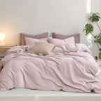 MooMee Upgraded Softer Duvet Cover Set 100% Washed Cotton Twill King