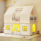 BTHFST Girls Bunk Bed Twin Over Twin, House Loft Bed with LED Lights