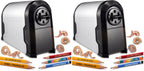 Bostitch Office SuperPro Glow Electric Pencil Sharpener, Sharpens Standard & Colored Pencils, Heavy Duty Commercial Classroom, Replaceable Cutter Cartridge System, 6-Hole, Silver/Black
