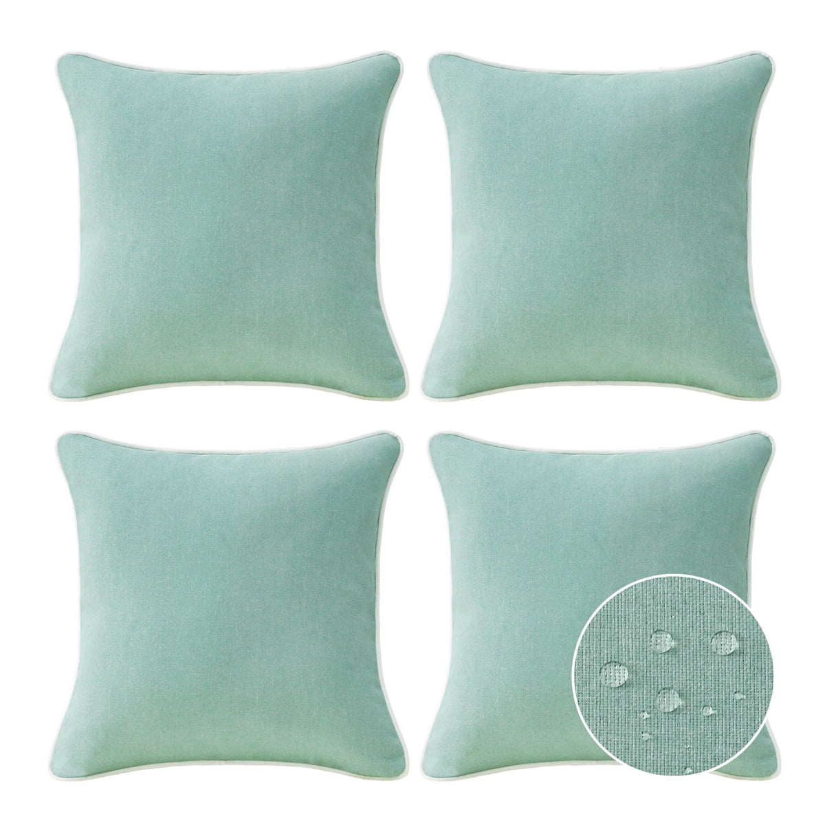 Sunbrella Decorative Outdoor Water Repellent Throw Pillows with Inserts, Set of 4, 18" x18" Pillows for Patio, Backyard, Bed, Couch, and Patio Furniture, Specrtum Pebble