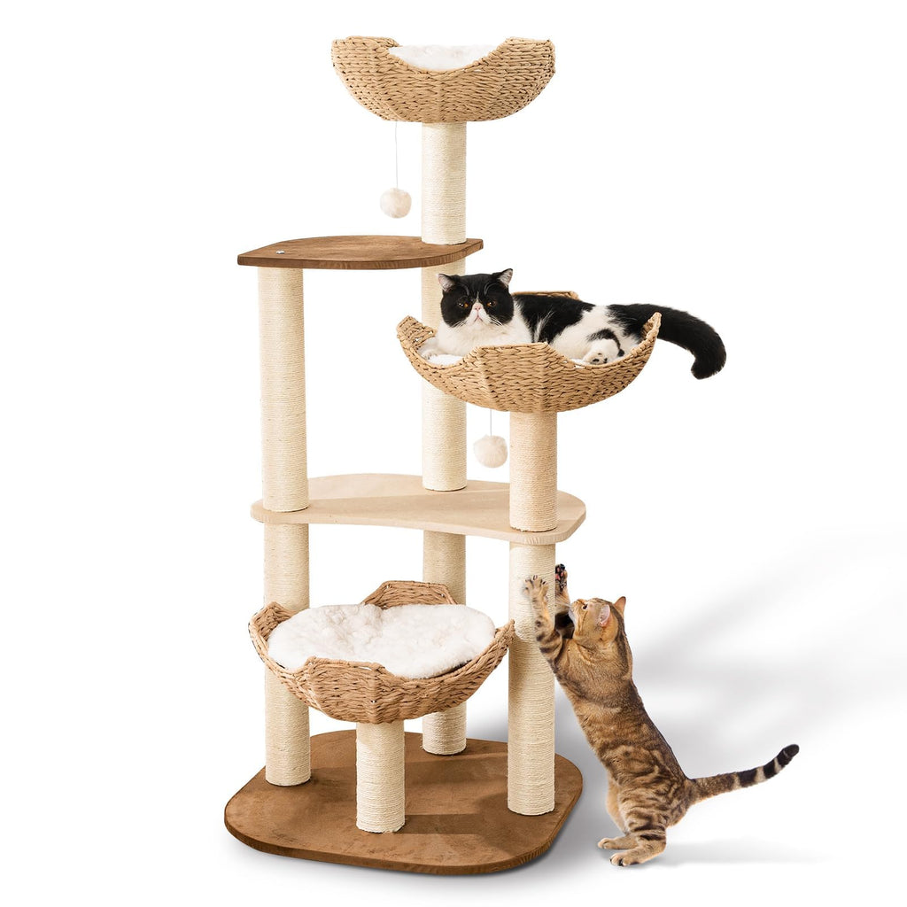 SHODMI 54" Modern Cat Tree Tower for Indoor Cats, Large & Multi-Cat Homes