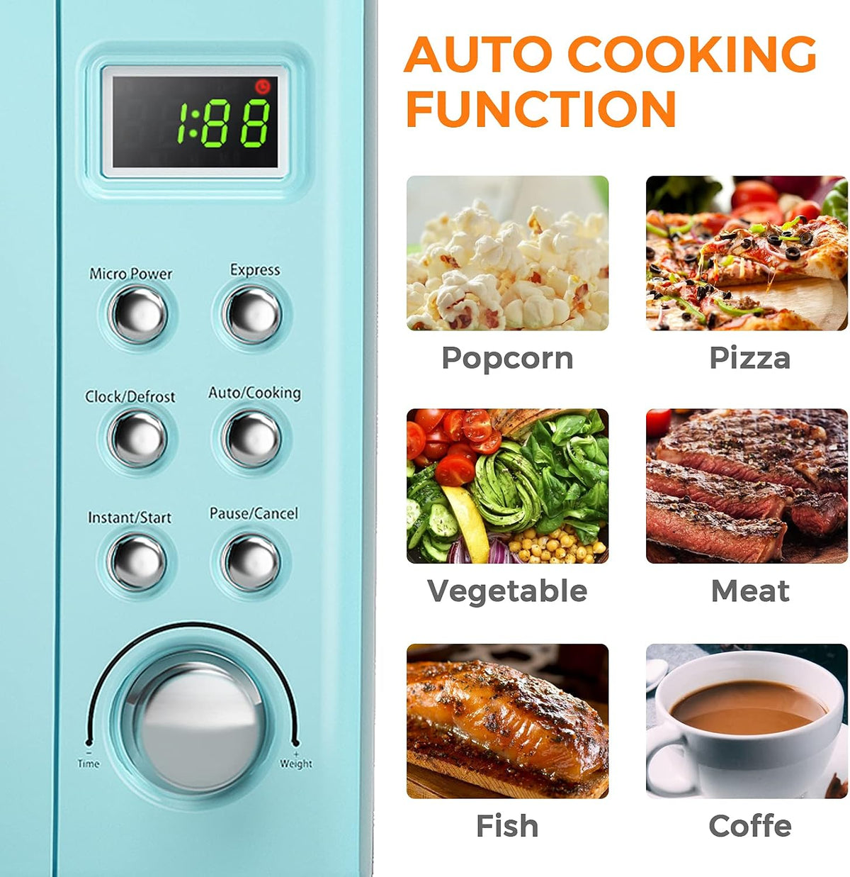 MAT EXPERT 0.7 Cu.ft Compact Microwave Oven, Digital Timing & Child Lock, Small Microwave w/Glass Turntable & 6 Preset Buttons, Delayed Start Function, 700W Mini Microwave w/5 Micro Power (Green)