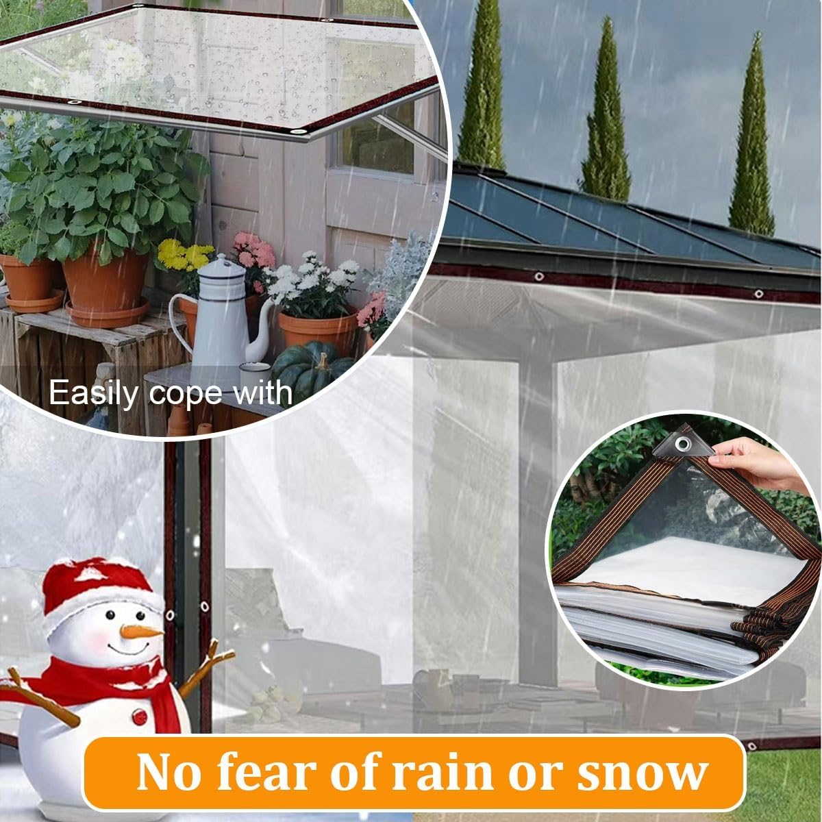 Clear Waterproof Tarps Heavy Duty, Covers Outdoor Clear Tarp Curtain, Water-proof Vinyl Material, Good Light Transmission, For Patio, Porch And Outdoor, Greenhouse Balcony Garden(LxW 7x9m/22.9x29.5ft)