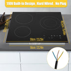 23 Inch 3 Burners Electric Cooktop w/ 9 Heating Level (No Plug)