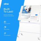 Oline Mobile Whiteboard 48 x 36 Inch Large Height Adjust 360° Magnetic Rolling Double Sided Reversible Dry Erase Board (48x36, White & Silver)