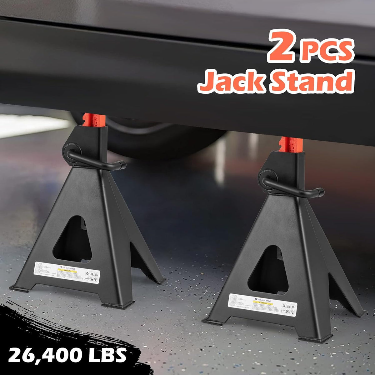 Goplus Jack Stands 12 Ton, 4 Pack 26,400 LBS Jack Stand with 19"-29.5" Adjustable Lifting Height, Handle Lock, Heavy-Duty Car Jack Stand for SUV, Sedan, Pickup, UTV