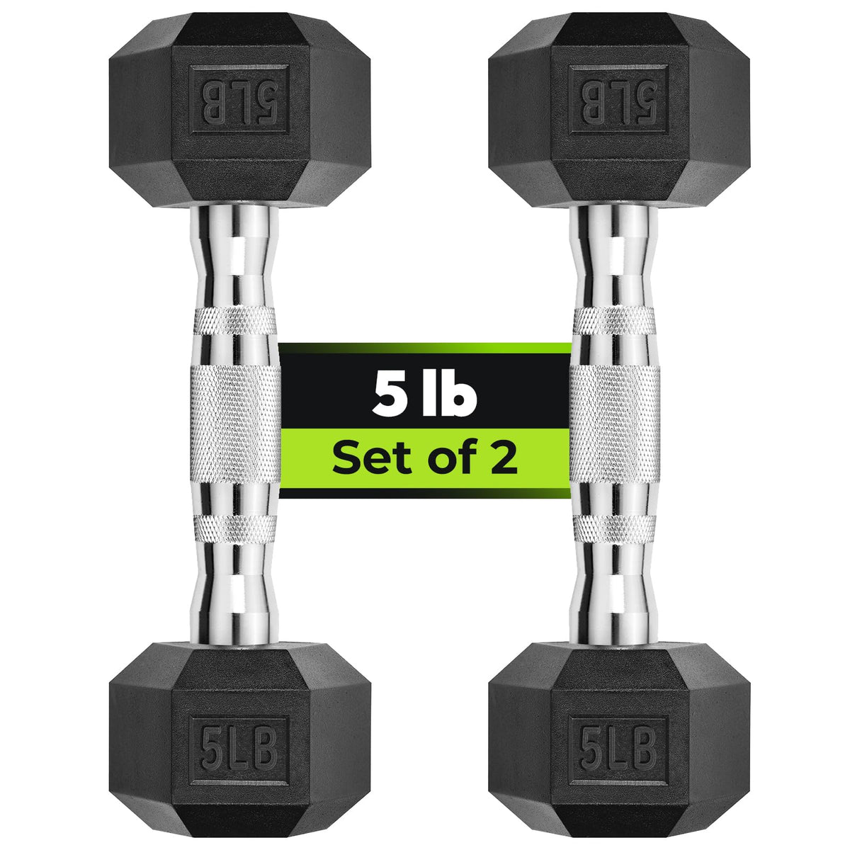 HANDBODE Hex Dumbbell Set of 2, Rubber Encased Fixed Dumbbells, 2.5-65 lb