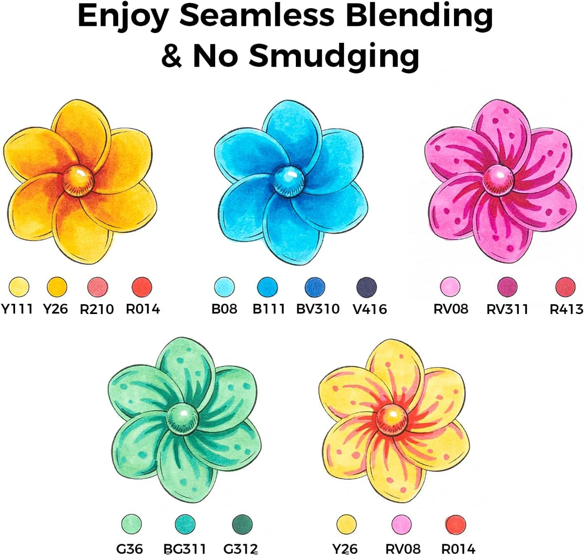 Ohuhu Alcohol Markers Brush Tip 168 Colors for Adults Coloring Refillable