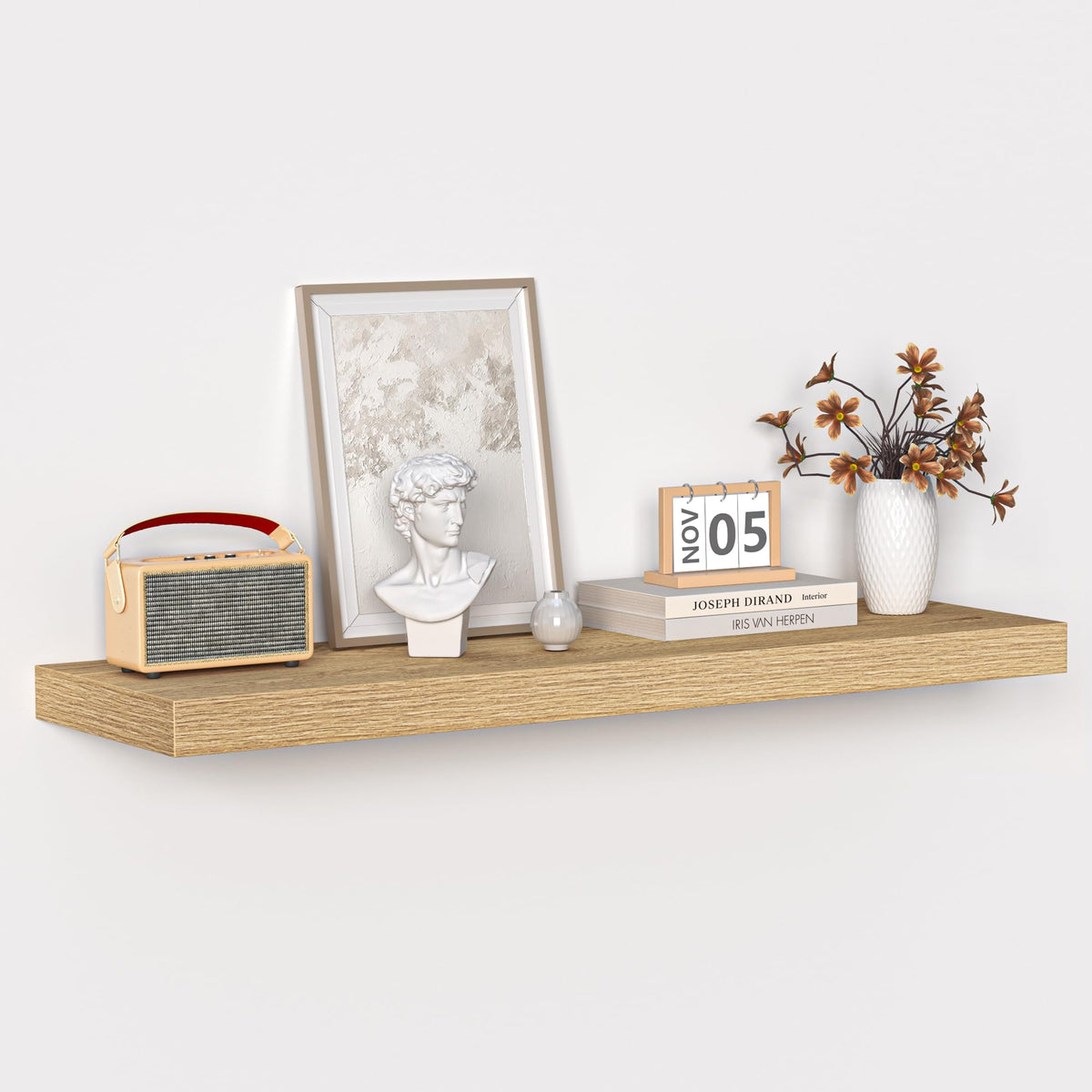Fun Memories Floating Shelves - 2 Pack 12 Inch Rustic Wooden Wall Shelves - Extra Deeper & Thicker Wall Mounted Storage Shelf for Living Room, Kitchen, Farmhouse - 36" W x 12" D x 1.8" H - Brown
