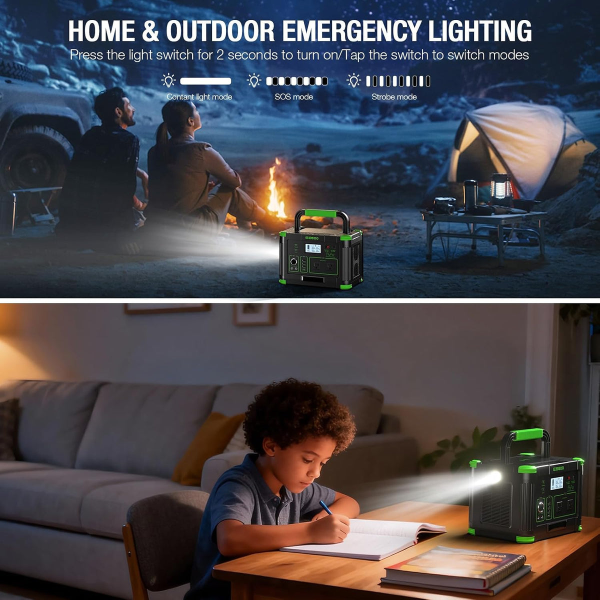 500W Portable Power Station 519.48Wh Outdoor Solar Generator Backup Battery