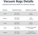 Amazon Basics Vacuum Storage Bags, Compression Space Saving for Clothes and Linens, Reusable with Hand Pump, Large, Clear, 5 Count (Pack of 10)