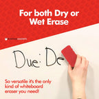 Dowling Magnets Case of 253 Magnetic Whiteboard Erasers: Solid Rectangle, Red Foam