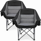 2 Pack Oversized Camping Chair Heavy Duty Lawn chair Support 500 lbs,Grey