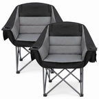 2 Pack Oversized Camping Chair Heavy Duty Lawn chair Support 500 lbs,Grey