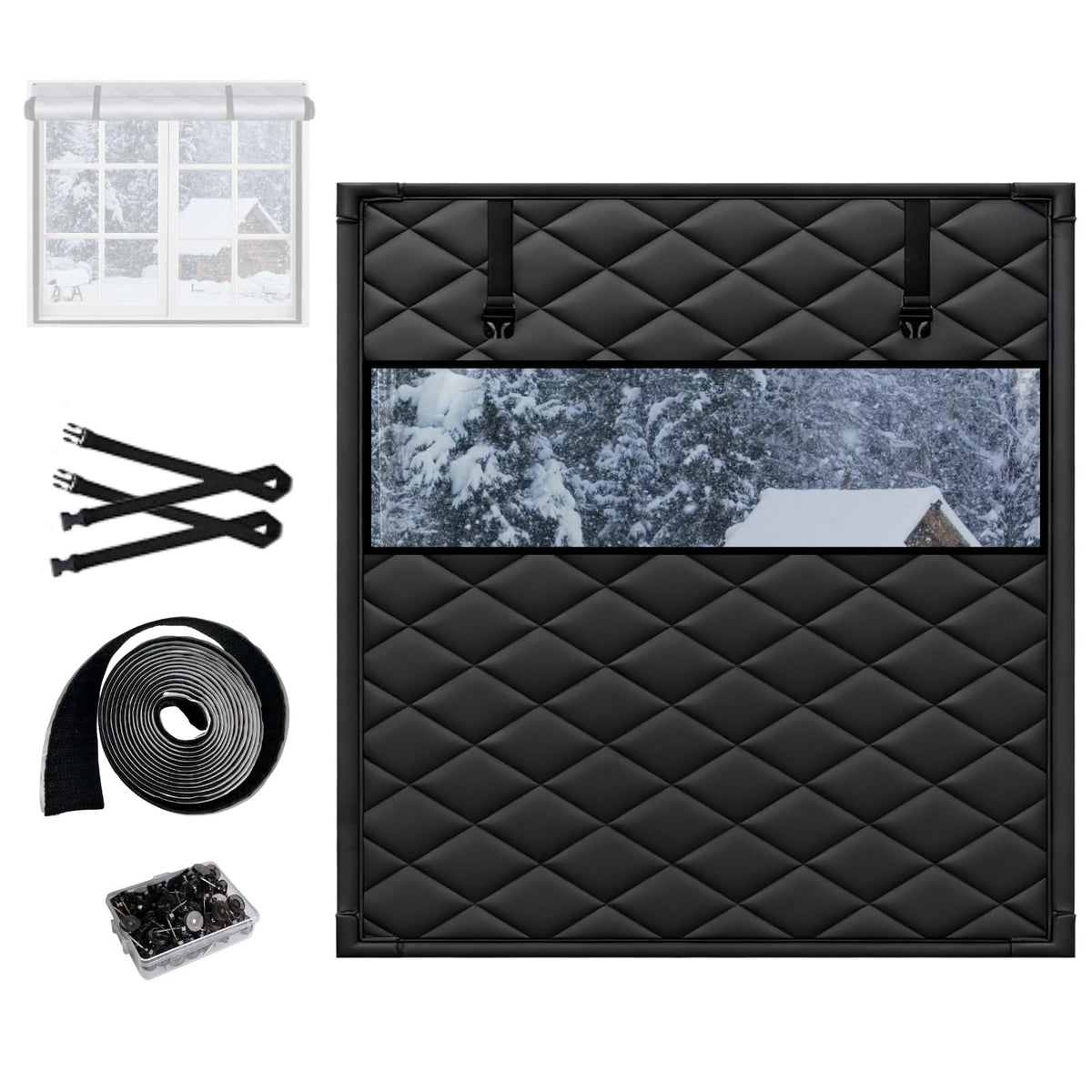 Window Insulation Kit For Window, 3 Laye Thicken Insulated Window Cover, Window Insulation Film With Clear Window, For Winterizing Keeping Home Warm(Gray,75x98in/191x249cm)