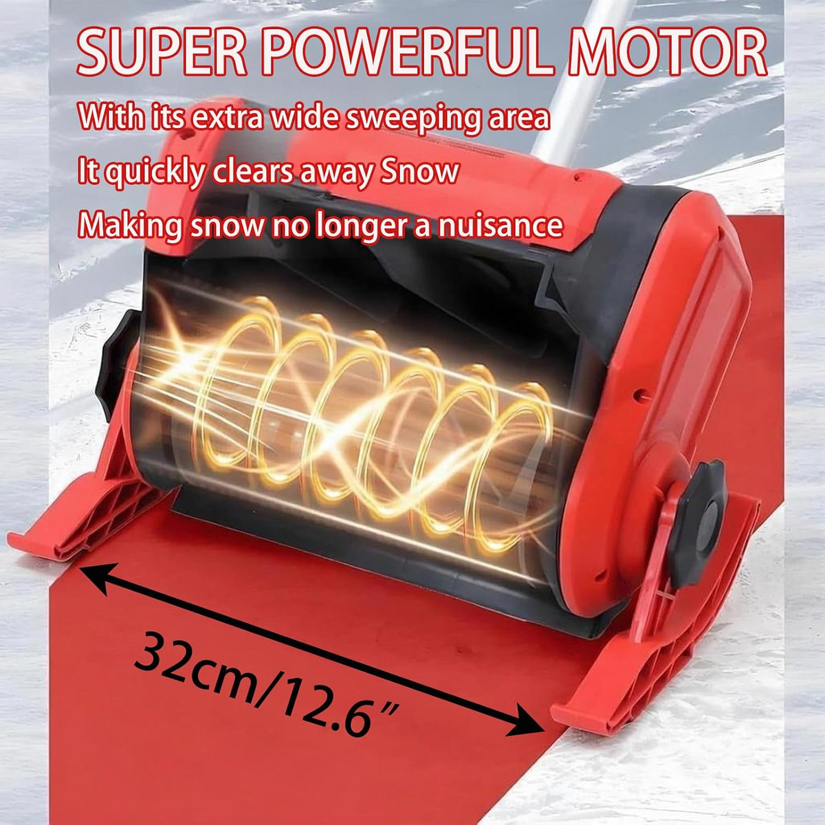 Electric Shovel with 20V Battery & 1200W Motor, Cordless Snow Shovel 32CM Clearing Width, Snow Removal Tools for Doorstep, Stairs, Driveway
