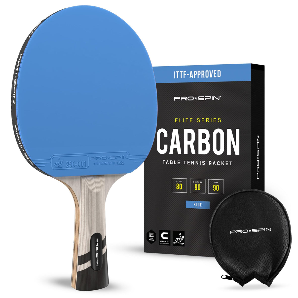 PRO-SPIN Ping Pong Paddles – ITTF Approved Professional Table Tennis Rackets with Carbon Fiber for Superior Control | 7-Ply Blade, Premium Rubber, 2.0mm Sponge