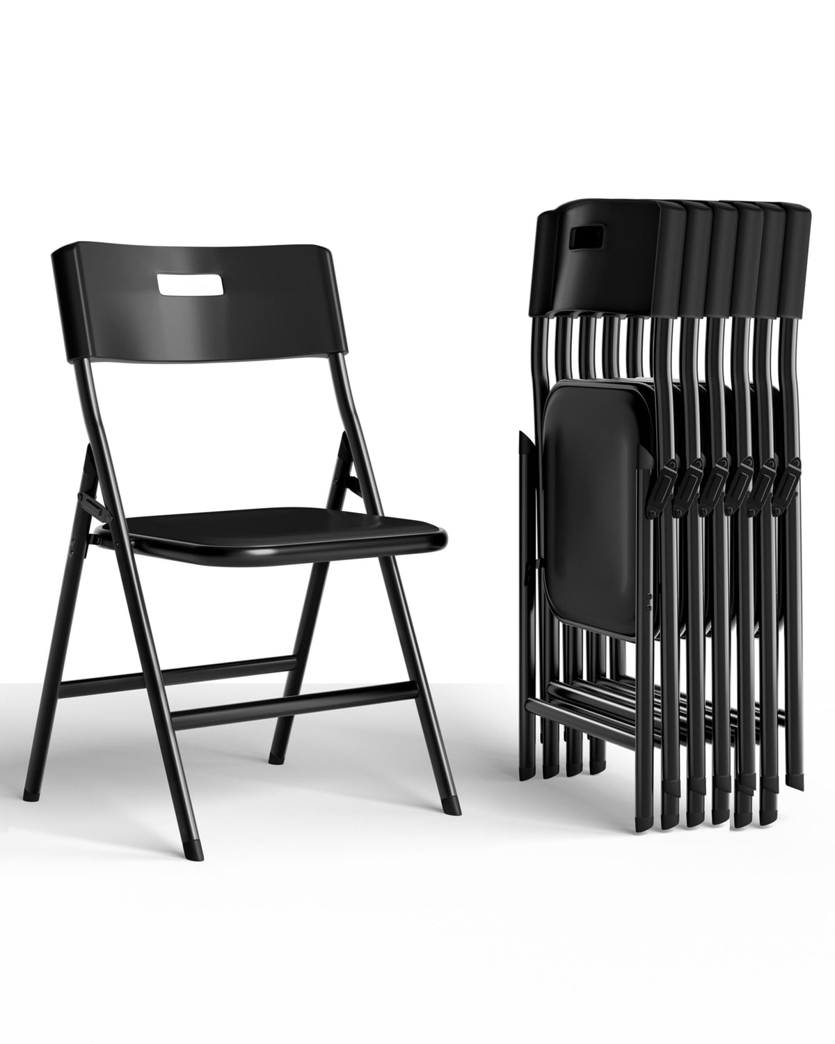 Folding Chairs, 600lbs Capacity, Heavy-Duty Commercial Stackable Plastic Foldable Chairs for Indoor/Outside, Office, Kitchen, Party, Patio(White, 10 Pack)