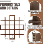 Suzile 5x5 Wall Shelf for Tea Cups Saucers, Rustic Wood Rack, Brown