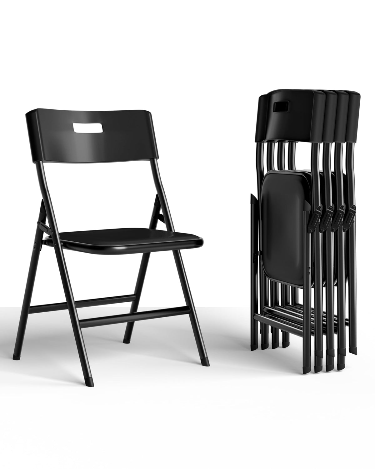 Folding Chairs, 600lbs Capacity, Heavy-Duty Commercial Stackable Plastic Foldable Chairs for Indoor/Outside, Office, Kitchen, Party, Patio(White, 10 Pack)