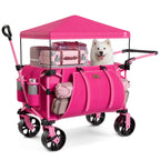 EVER ADVANCED Folding Push Wagon with Brakes, Portable Shopping Cart