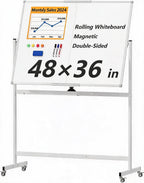 40x28 Rolling Whiteboard with Stand, Double Sided Magnetic Dry Erase Board on Wheels, Mobile Freestanding White Board for Office, Classroom & Home Use