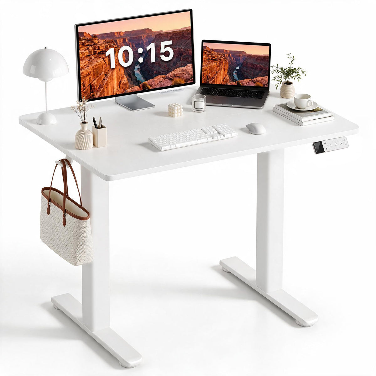 Claiks 32 x 19 Inch Rustic Brown Electric Standing Desk