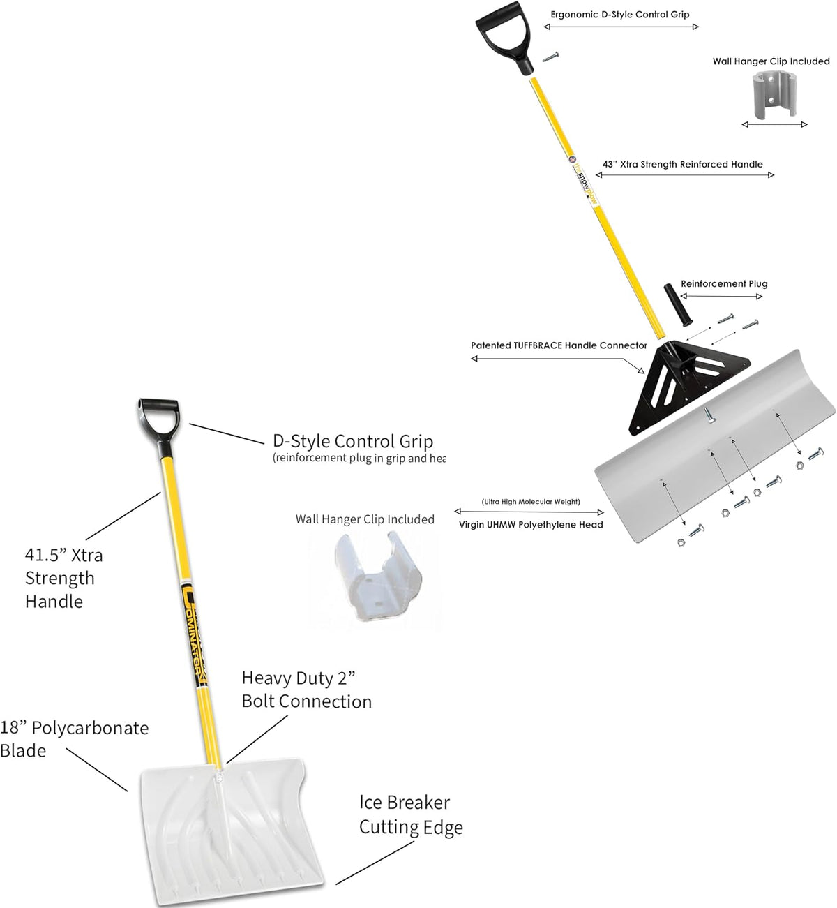 Winter Warrior Combo: THE SNOWPLOW® 28" Original Snow Pusher + Snow Dominator Scoop Shovel