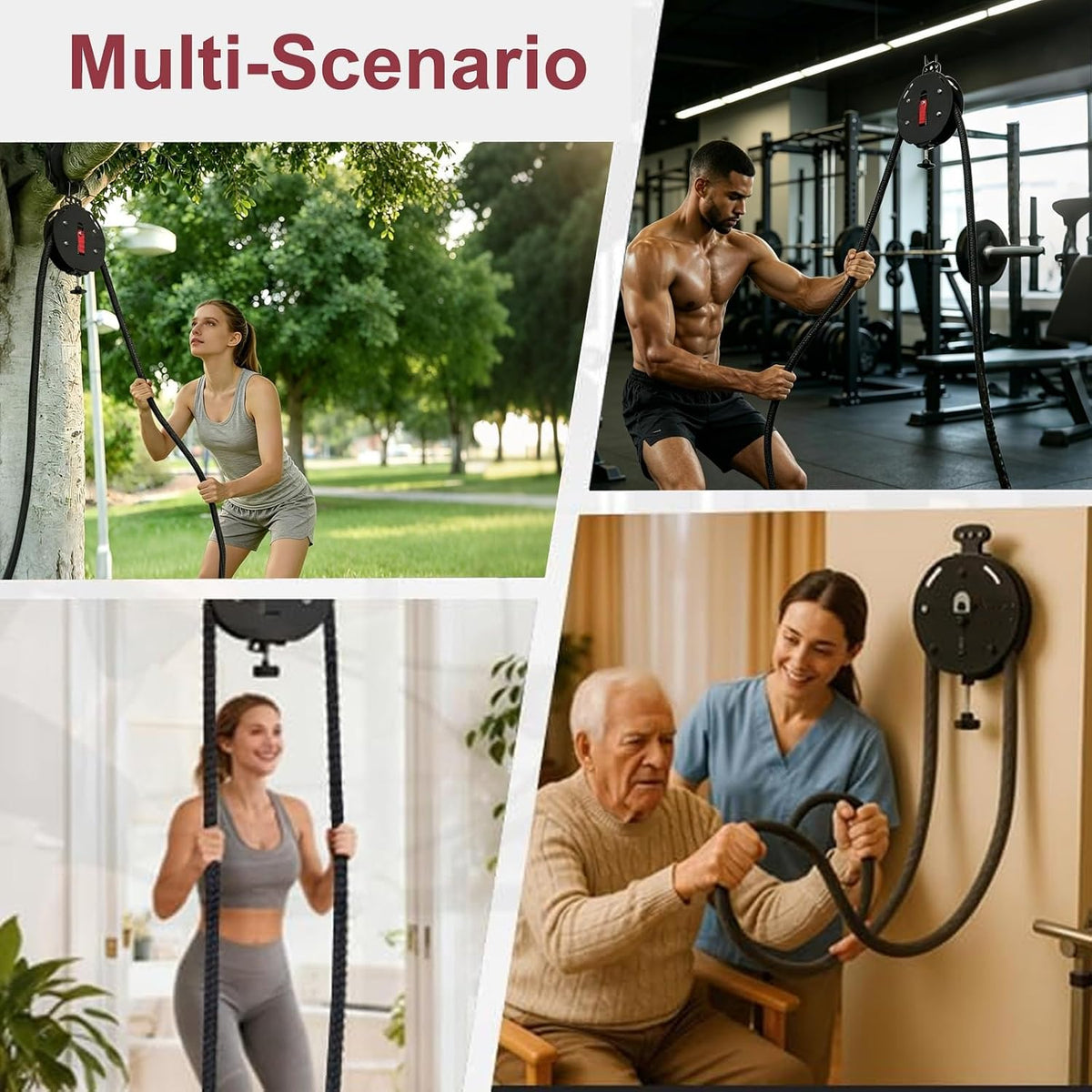 Portable Infinity Ropes Machine, Closed Loop Nylon Rope Trainer for Grip, Arms, Back and Body Coordination Exercises, Home Gym Pulley System