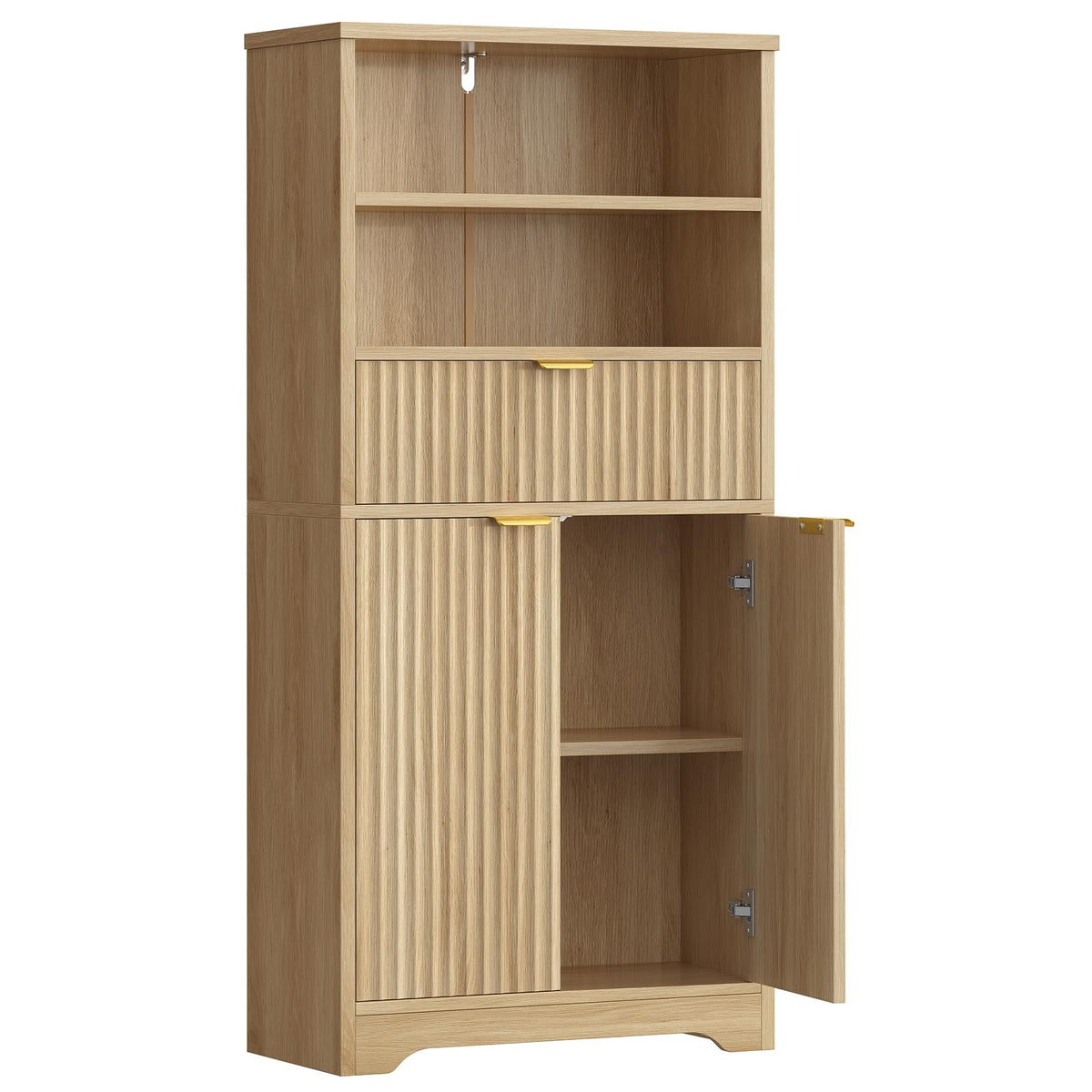 TEENFON Storage Cabinet, Coffee Bar Cabinet with 3 Drawers, 2 Adjustable Shelves & 2 Doors, Buffet Cabinet, Kitchen Cabinet for Kitchen, Dining Room, Living Room, White