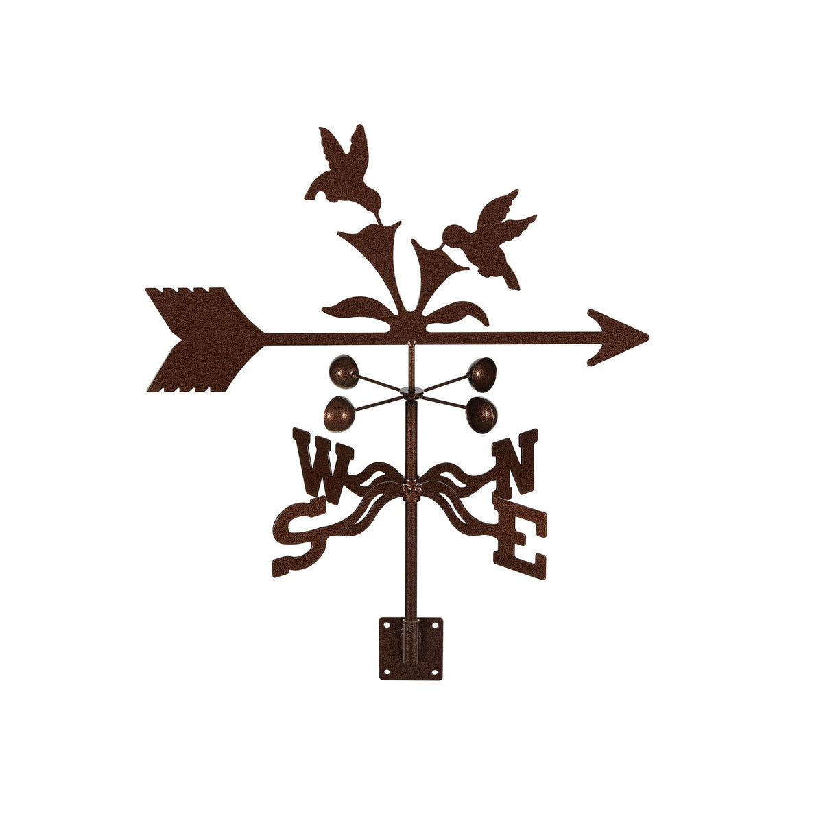 EZ Vane Steel Hummingbirds Weathervane with Wind Cups — 4-Sided Mount