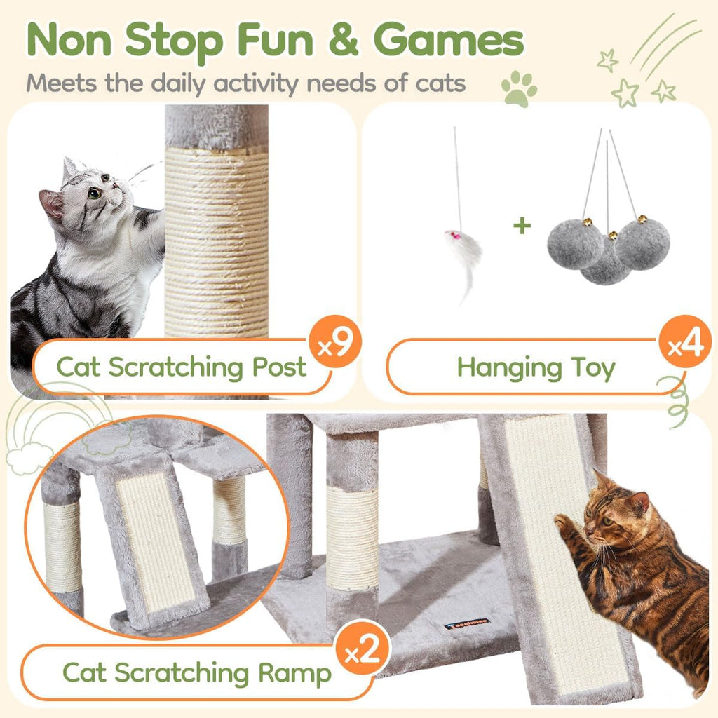 Taoqimiao Cat Tree for Large Cats, 76.8 Inches XL Cat Tower for Indoor Cats