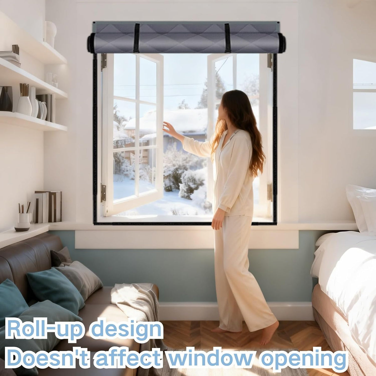 Window Insulation Kit For Window, 3 Laye Thicken Insulated Window Cover, Window Insulation Film With Clear Window, For Winterizing Keeping Home Warm(Brown,75x98in/191x249cm)