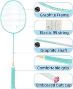 YODIMAN Single Professional Badminton Racket for Advanced Players - 50T Graphite Carbon Fiber with Aerodynamic Frame, Pre-Strung 26lbs, Ultra-Light 5U for Club & Tournament