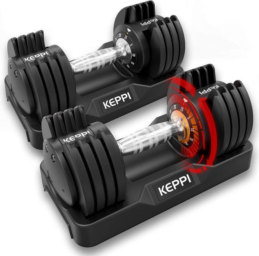Keppi Adjustable Dumbbells Set of 2, Quick Adjust Weights for Home