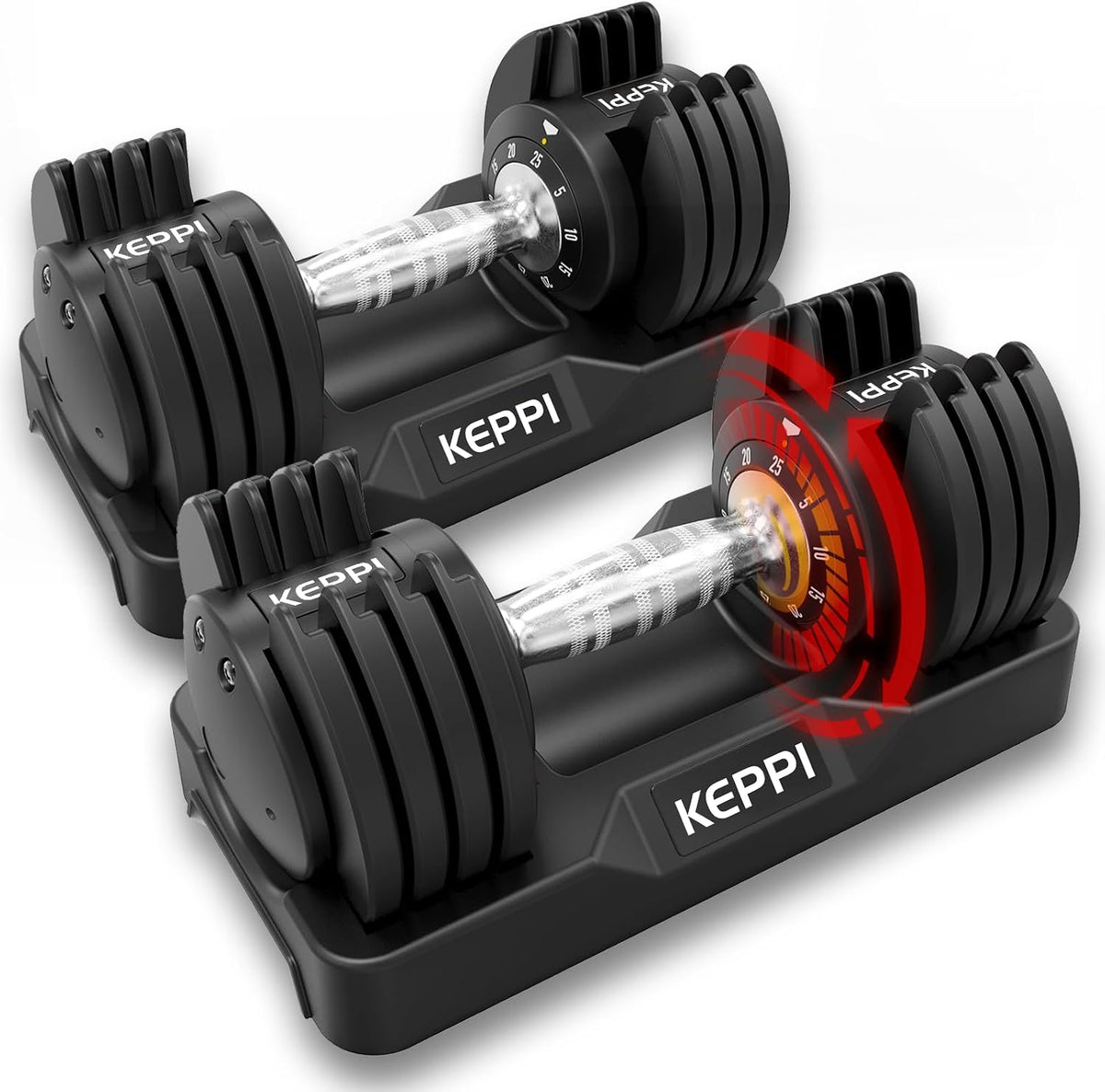 Keppi Adjustable Dumbbells Set of 2, Quick Adjust Weights for Home