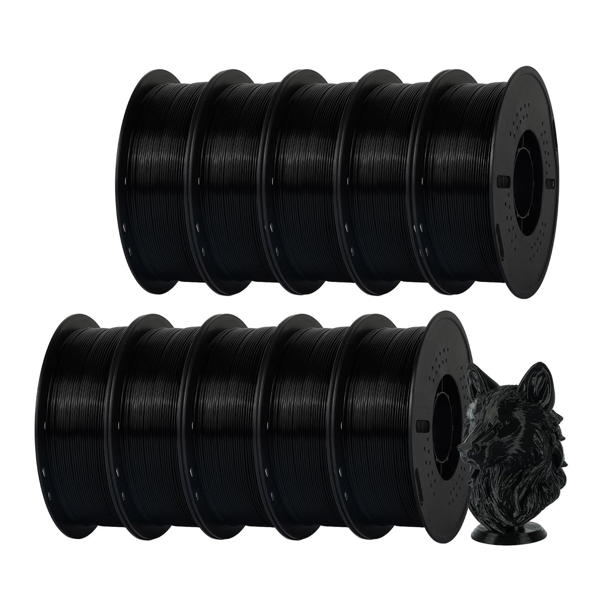 Kingroon PETG 3D Printer Filament, 10 Rolls, Dimensional Accuracy +/- 0.03 mm, 1kg Spool(2.2lbs), 1.75 mm，10KG Ten Colors Black White Grey Red Blue Green Yellow Orange Transparent Silver