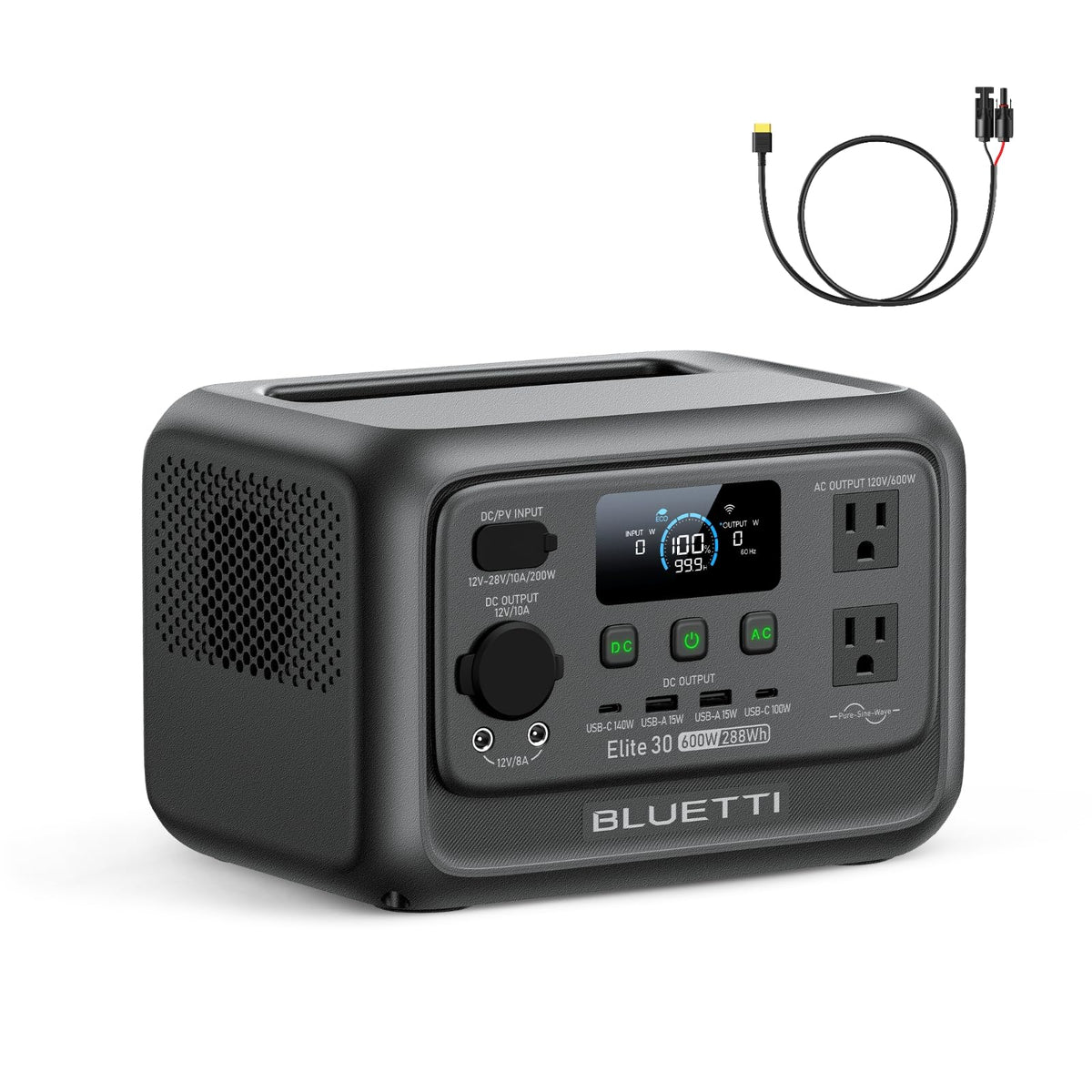 BLUETTI Elite 30 V2 Portable Power Station 288Wh 600W LFP Solar Generator