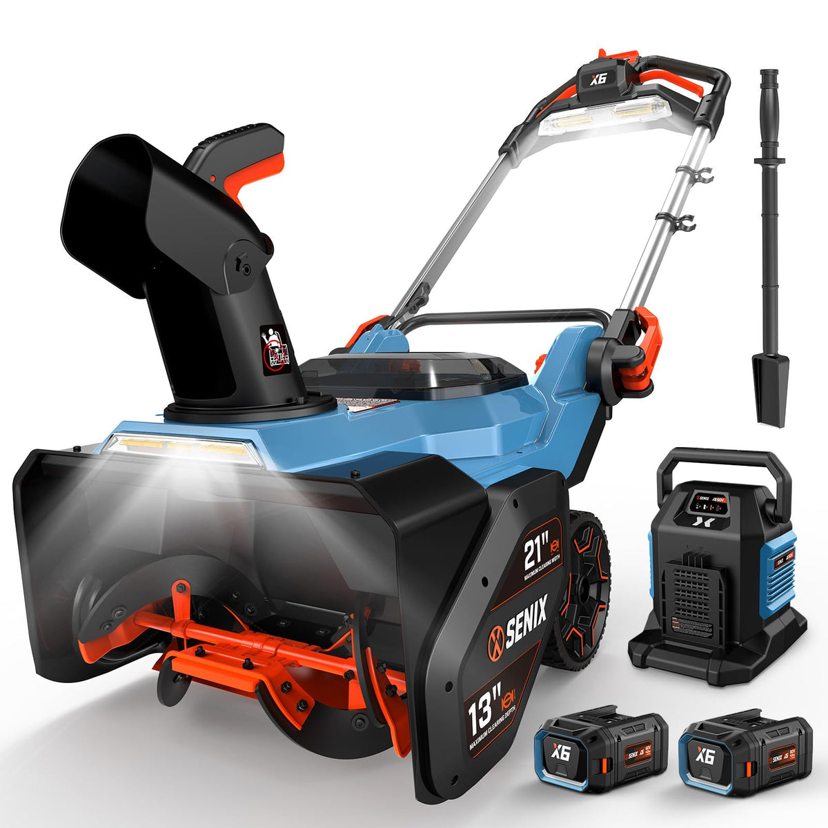 SENIX 40V 18'' Cordless Snow Blower,2×4.0Ah Batteries, Steel Auger