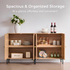 IFGET 61.75" W Modern Arched Sideboard Buffet Cabinet with Storage, Natural