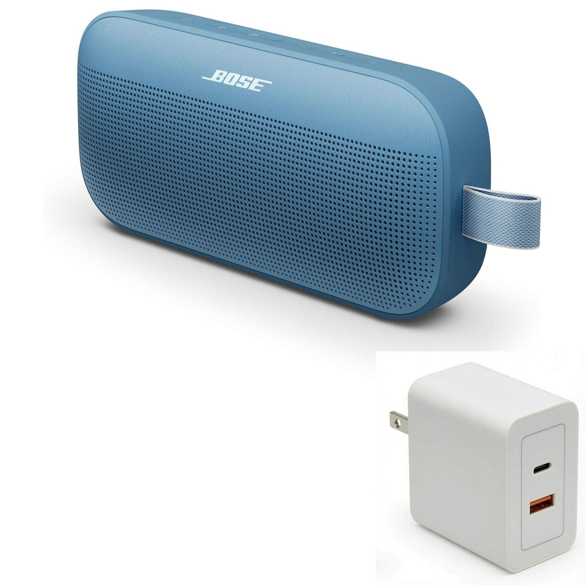 Bose SoundLink Flex Bluetooth Speaker (2nd Gen) Bundle with Fast Charger - Portable Outdoor Speaker with Hi-Fi Audio, Waterproof and Dustproof, USB-C, Up to 12 Hours Battery Life, (Sandstone)