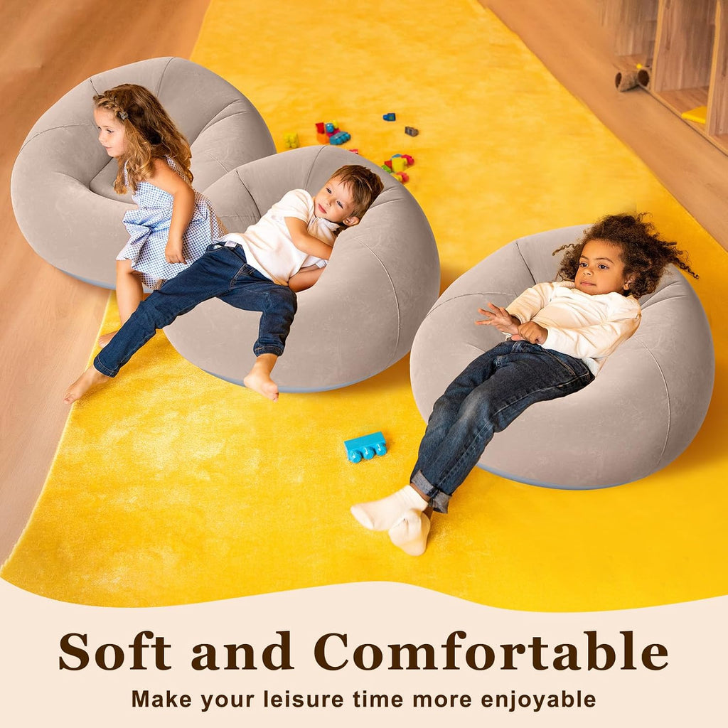 Realspring Inflatable Bean Bag Chairs,Coffee,4 Pcs
