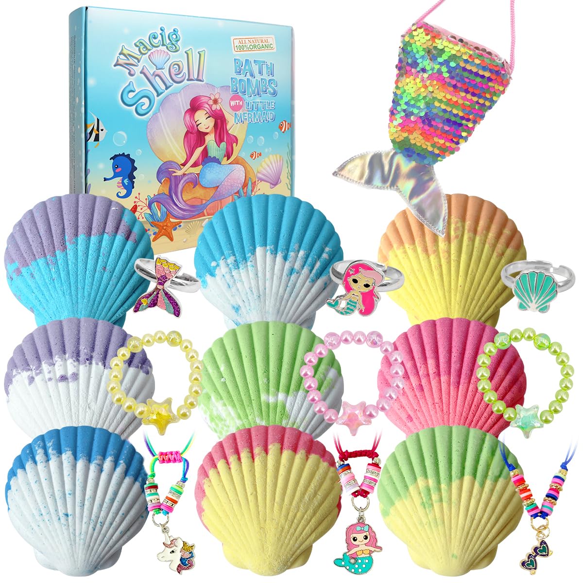 Clear&Fresh Magic Shell Bath Bombs for Kids with Surprise Jewelrys Inside