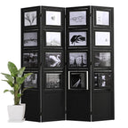 4 Panel Photo Room Divider, Folding Privacy Screen Decorative, White
