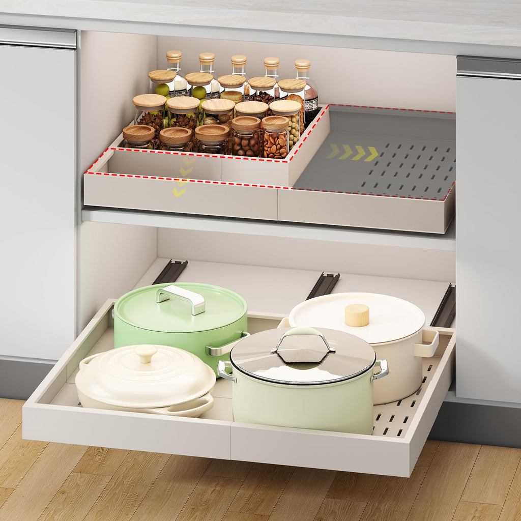 Fokyfok Pull Out Cabinet Organizer,23"-31"W,17"-24"D,Expandable,Adhesive