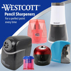 Westcott iPoint Evolution Axis Heavy Duty Electric Pencil Sharpener for Classroom, Black and Silver