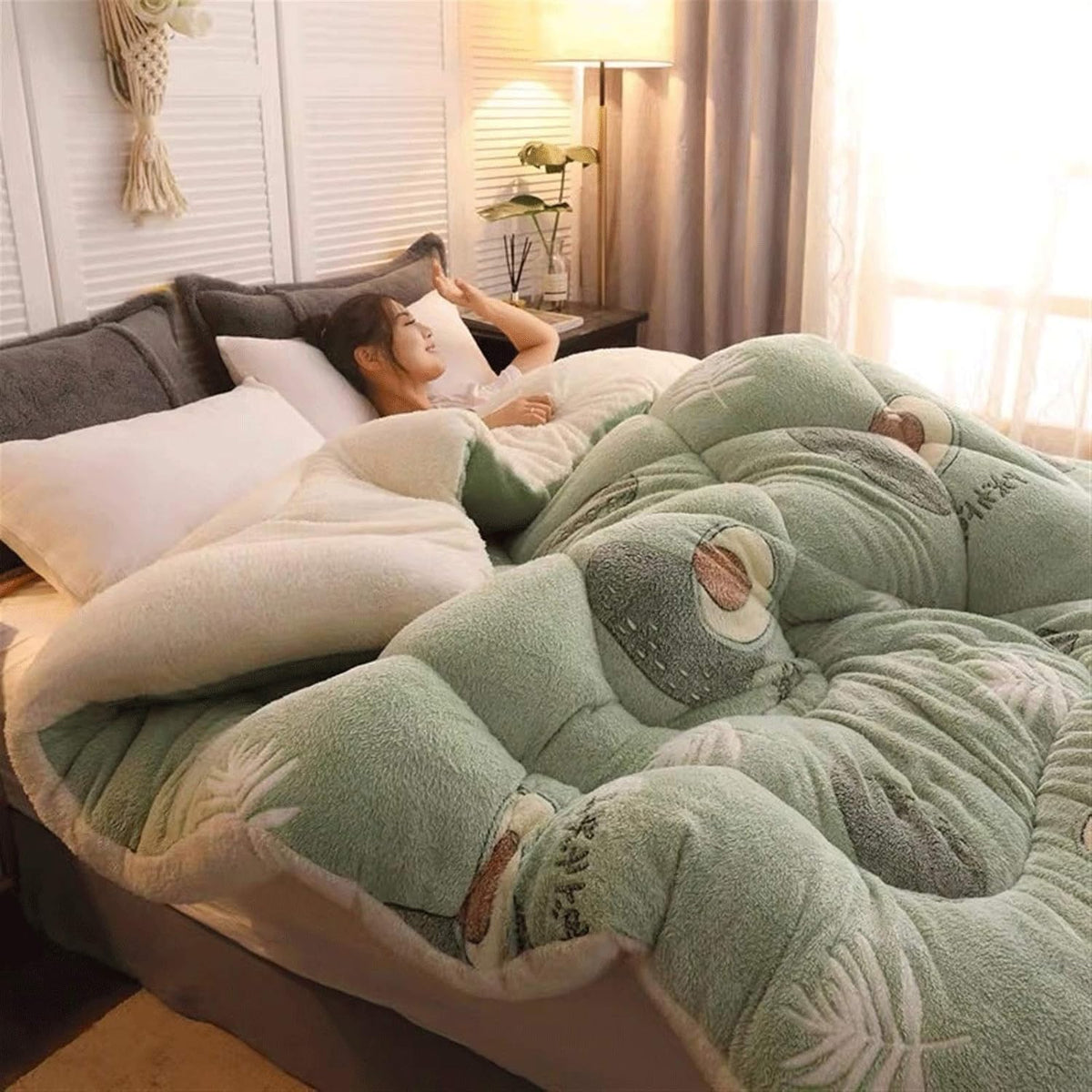 Super Warm Lamb Quilt Winter Blanket 6 Kg Double-Sided Velvet Thickened Autumn Spring Plush Comforter Core (Color : Color 1, Size : 200X230CM)