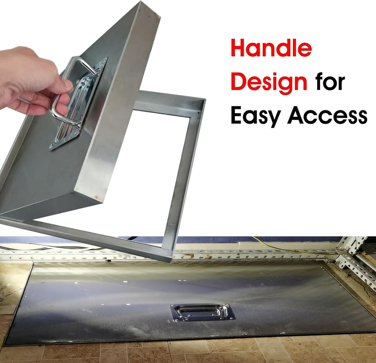 ZAQYCM Crawl Space Access Door Exterior, Stainless Steel Yard Sewer Manhole Cover with Lock and Handle, Basement Window Well Covers Customizable 32 30 28 24 22 20 Inch Wide(WxL 20x23in)
