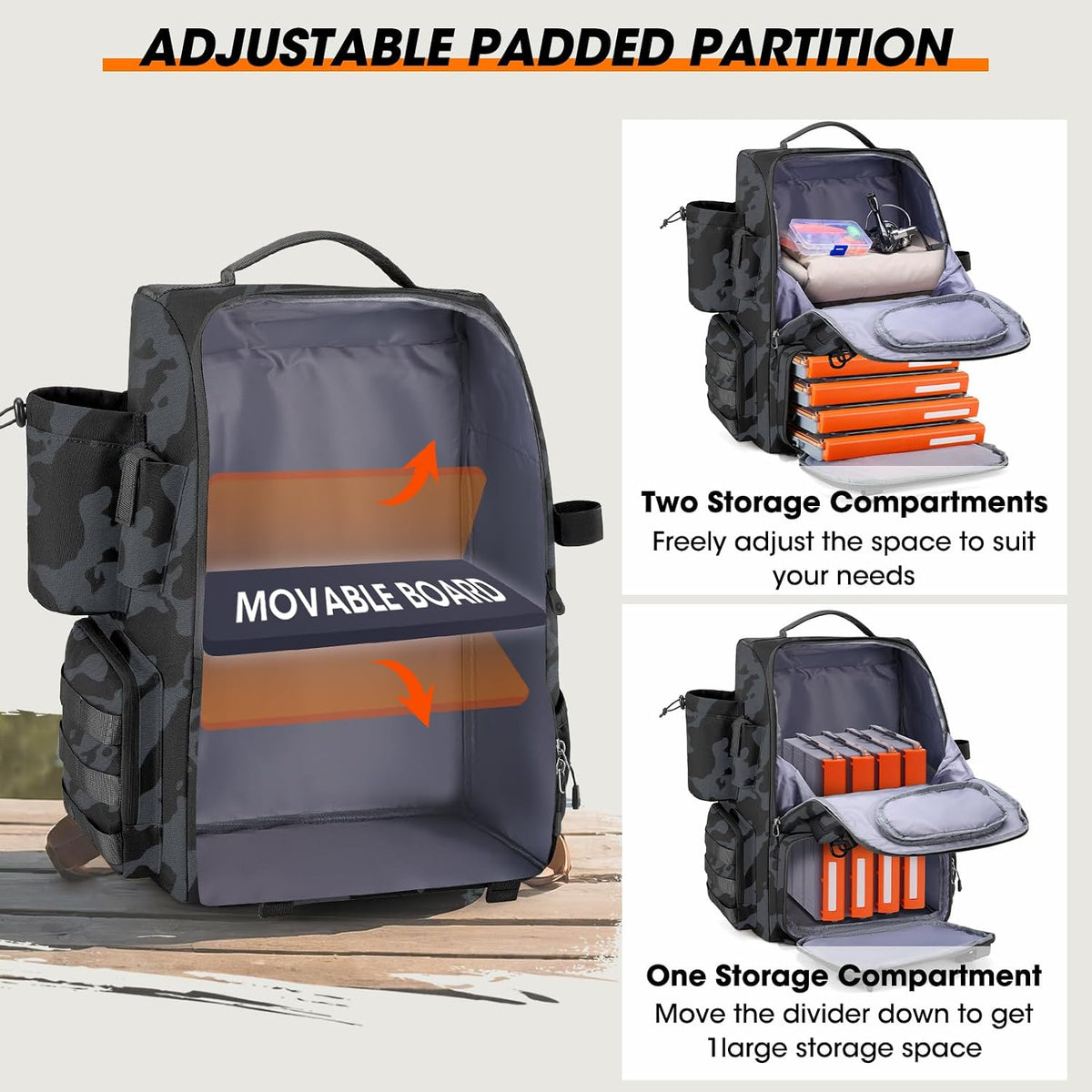RAINSMORE Fishing Backpack 40L Tackle Backpack with Rod Holders & Cooler