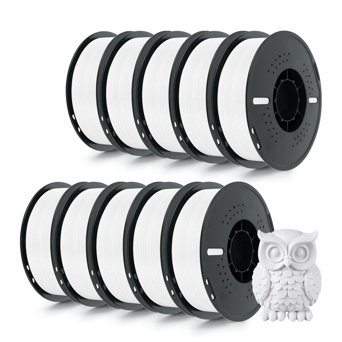 Kingroon PETG 3D Printer Filament, 10 Rolls, Dimensional Accuracy +/- 0.03 mm, 1kg Spool(2.2lbs), 1.75 mm，10KG Ten Colors Black White Grey Red Blue Green Yellow Orange Transparent Silver